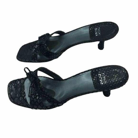 Stuart Weitzman Croc Embossed Leather square toe - Picture 2 of 8